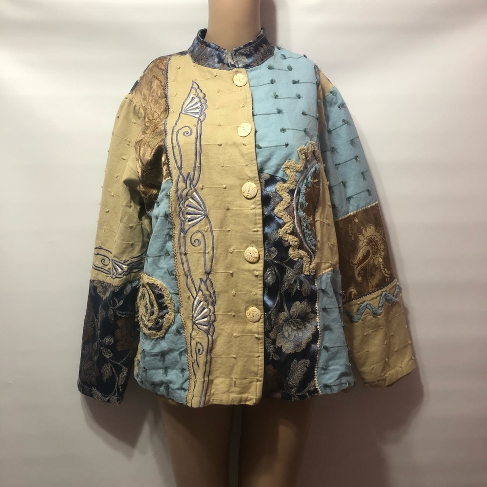 - Vintage Indigo moon jacket with shoulder p…